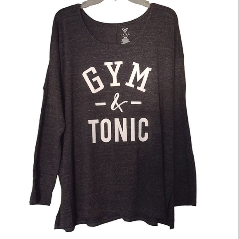 Livi Active heathered gray gym & tonic long-sleeve top 22/24